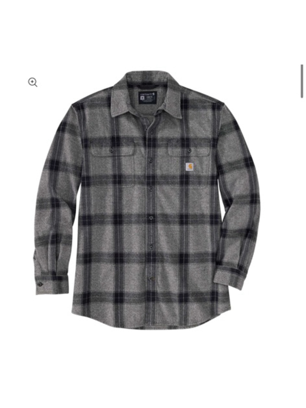 CARHARTT Gray Black Plaid Loose Fit Heavy Flannel Men Shirt size 2XL